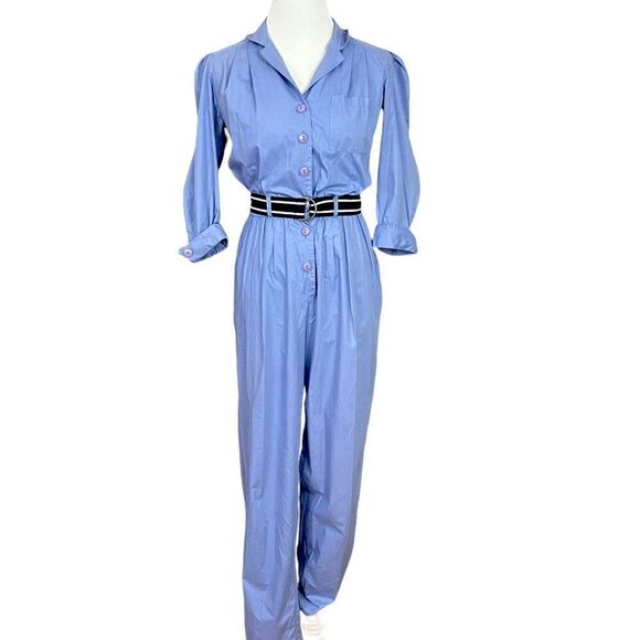 Vintage 90’s Byer Too! Blue Button Down Cotton Blend Jumpsuit S - Picture 1 of 9